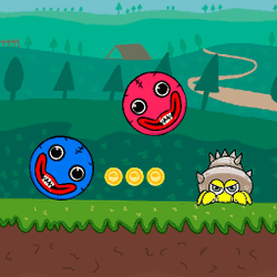 Juego de pelota azul y roja